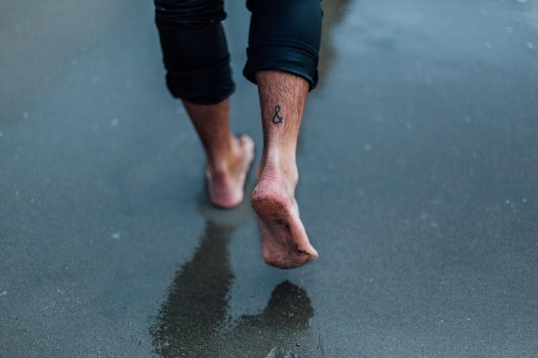 Barefoot on the beach